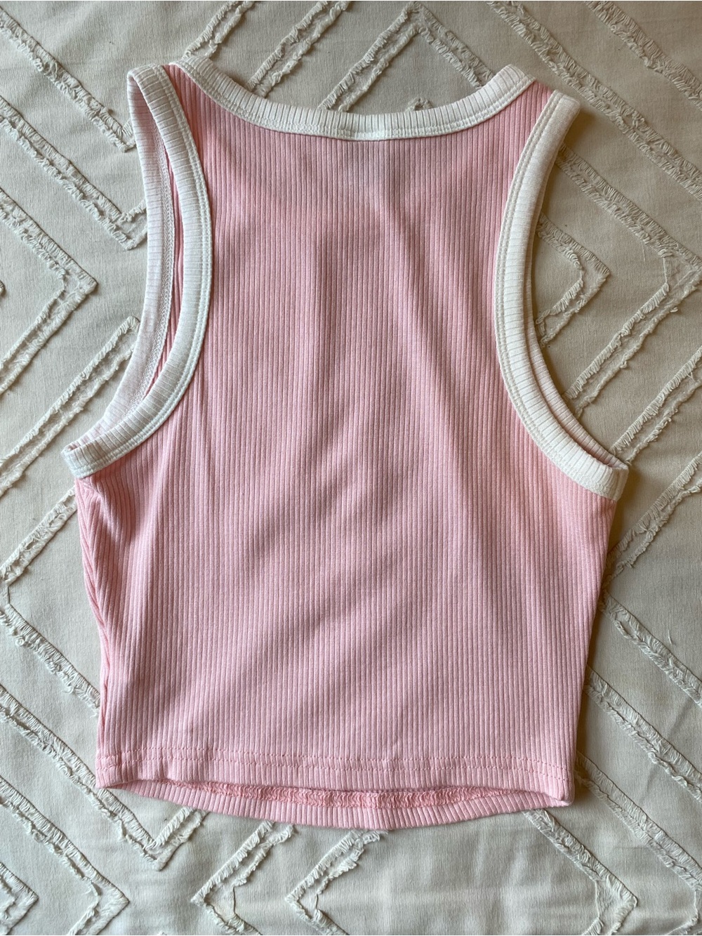 Pink Ribbed Contrast-Trim Tank Top - Picture 3 of 3